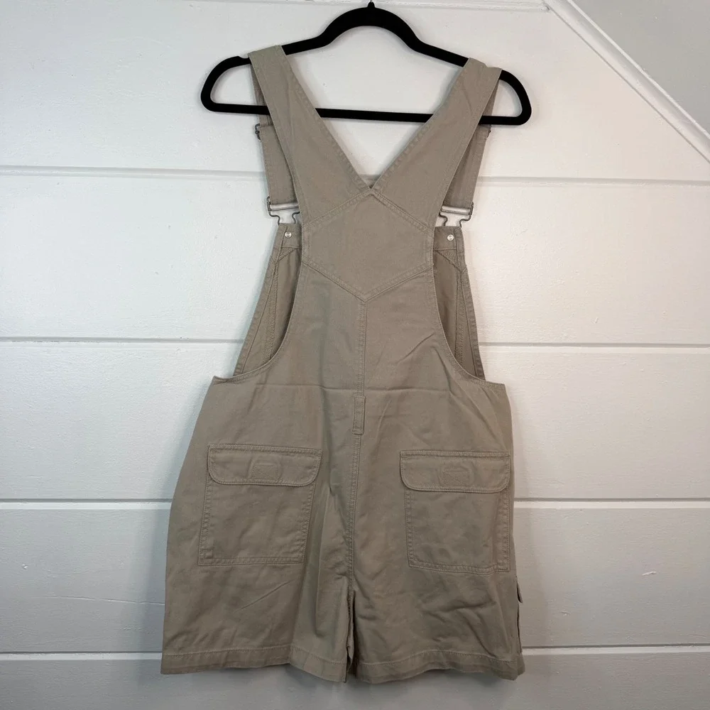 Vintage Overalls Y2K Khaki‎ Shortalls Large Juniors No Boundaries 100% Cotton